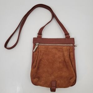 Monet Brown Suede Leather Crossbody Shoulder Bag Purse
